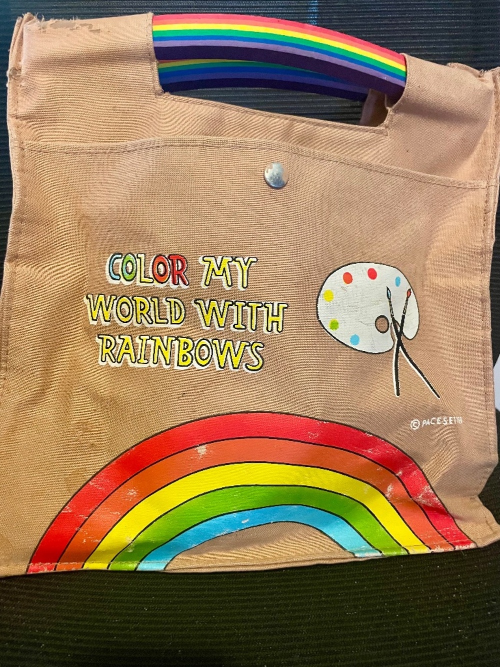 Vintage Art Lover- Retro Rainbow Canvas Tote Bags
